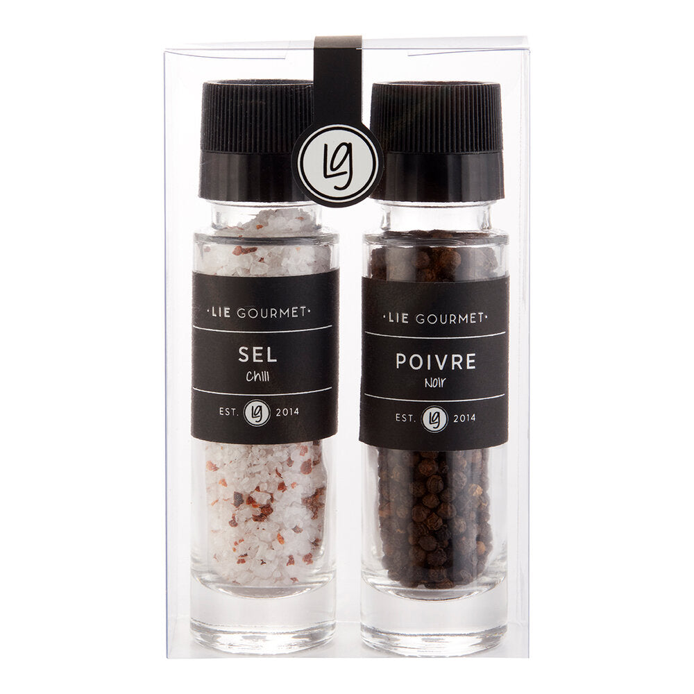 Lie Gourmet Gaveæske kværne, salt m. chili/peber - 150 g/55 g - Bahne